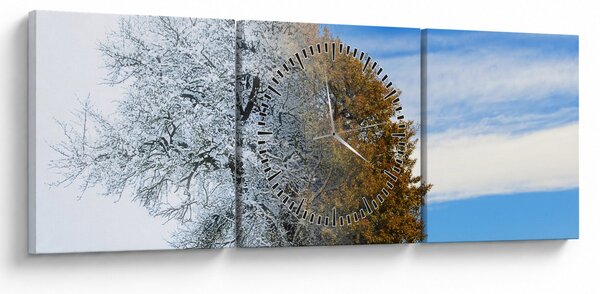 Tablou - Schimbarea anotimpurilor (cu ceas) (90x30 cm)