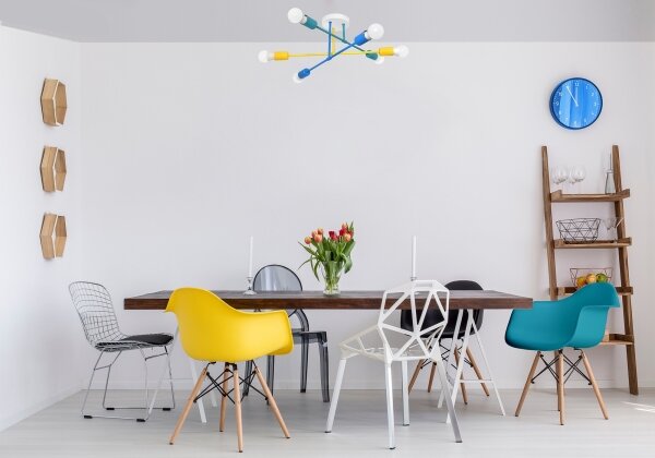 Lustră aplicată CAMBRIDGE 6xE27/60W/230V albastră/galbenă