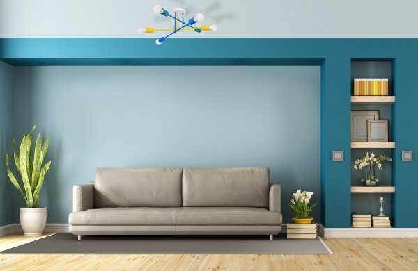 Lustră aplicată CAMBRIDGE 6xE27/60W/230V albastră/galbenă