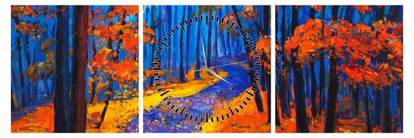 Tablou - Pădurea toamna (cu ceas) (90x30 cm)