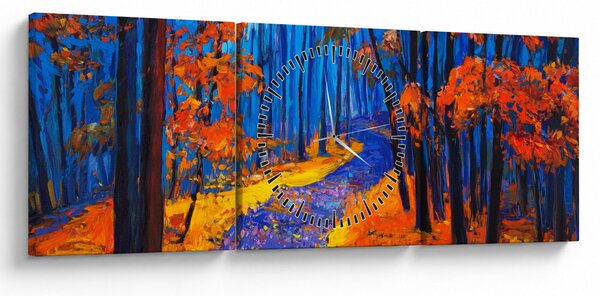 Tablou - Pădurea toamna (cu ceas) (90x30 cm)