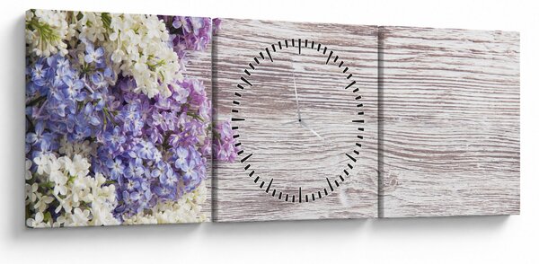Tablou - Liliac pe lemn (cu ceas) (90x30 cm)