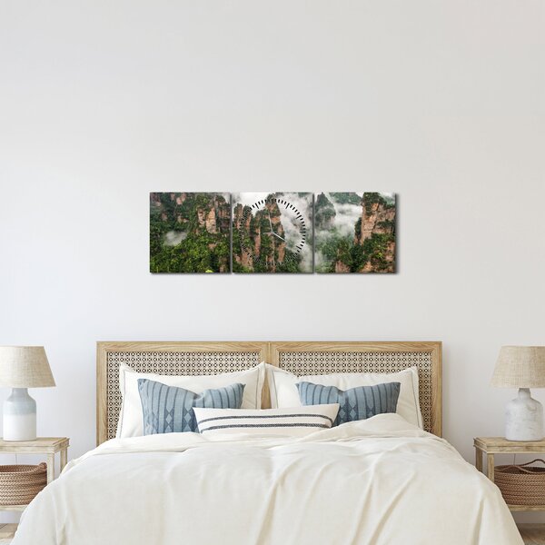 Tablou - Parcul Național Zhangjiajie, China (cu ceas) (90x30 cm)