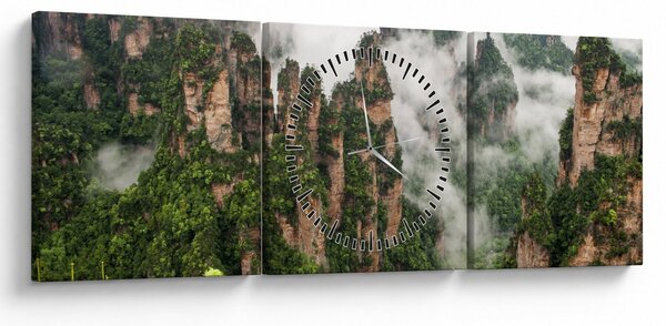 Tablou - Parcul Național Zhangjiajie, China (cu ceas) (90x30 cm)