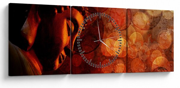 Tablou - Buddha în nuanțe roșii (cu ceas) (90x30 cm)