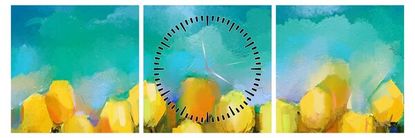 Tablou - Lalele galbene (cu ceas) (90x30 cm)