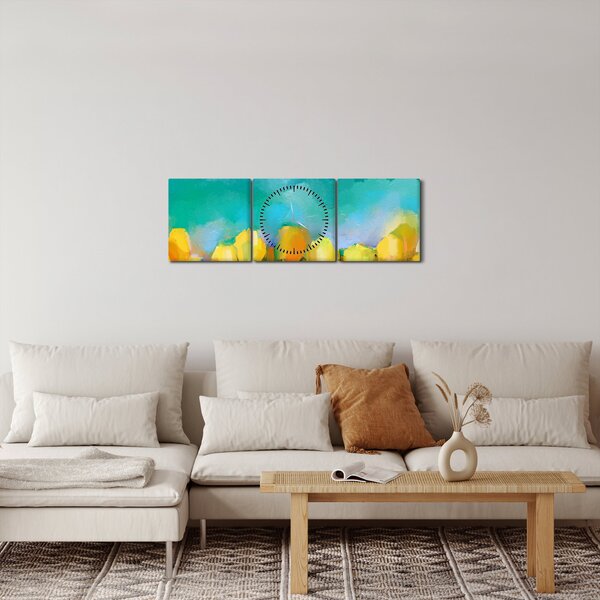 Tablou - Lalele galbene (cu ceas) (90x30 cm)