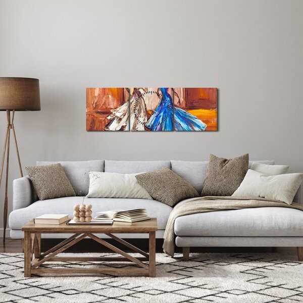 Tablou - Dansatoare, pictură în ulei (cu ceas) (90x30 cm)
