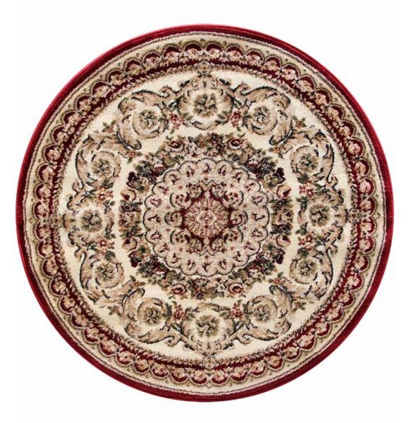 Covor Clasic Rotund, Model Lotos 539 120, Crem Rosu Rotund, Rosu, 100x100