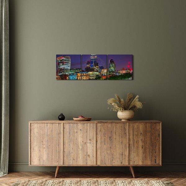 Tablou - Londra seara (cu ceas) (90x30 cm)