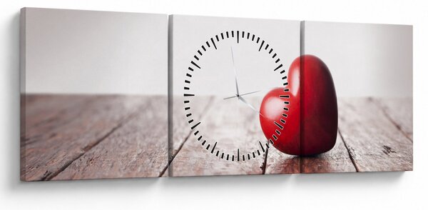 Tablou - Inima din lemn (cu ceas) (90x30 cm)