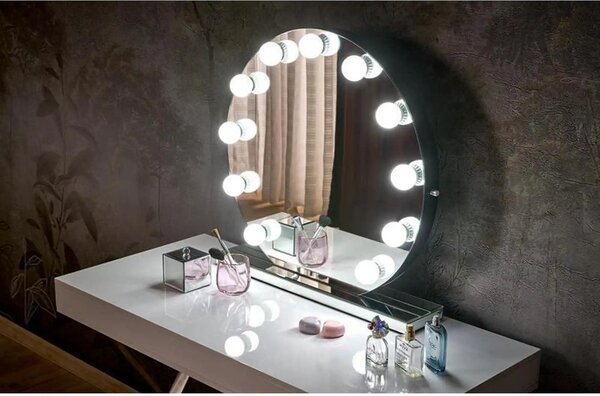 Oglinda TORANO, argintiu, cu iluminare LED, 70x70 cm
