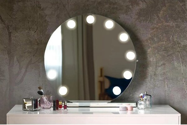 Oglinda TORANO, argintiu, cu iluminare LED, 70x70 cm