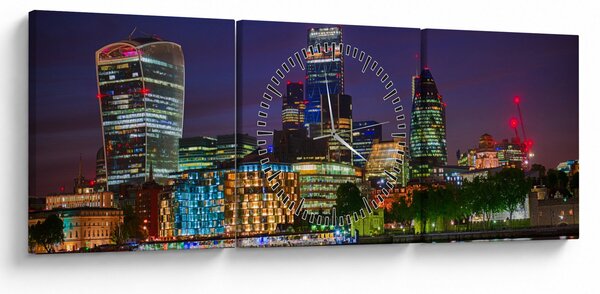 Tablou - Londra seara (cu ceas) (90x30 cm)
