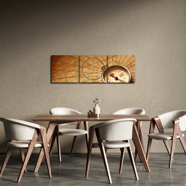 Tablou - Compas (cu ceas) (90x30 cm)