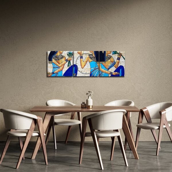 Tablou - Picturi egiptene (cu ceas) (90x30 cm)