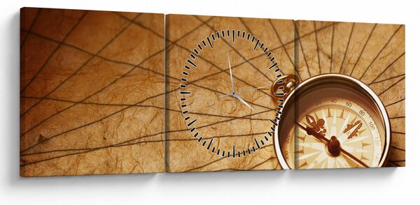 Tablou - Compas (cu ceas) (90x30 cm)