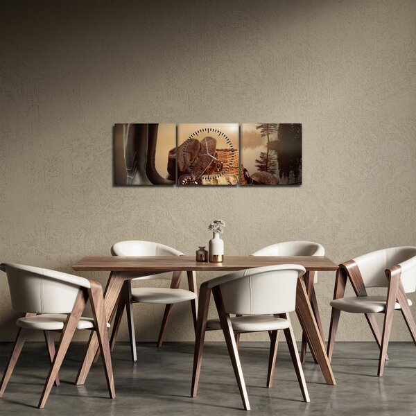 Tablou - Natura moartă, pescuit (cu ceas) (90x30 cm)