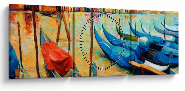 Tablou - Port în Veneția (cu ceas) (90x30 cm)