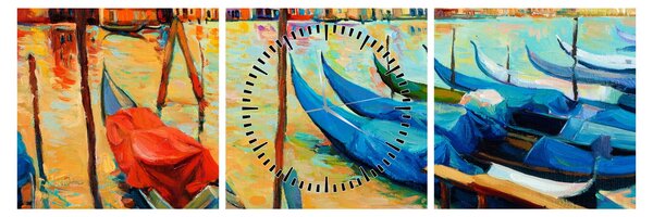 Tablou - Port în Veneția (cu ceas) (90x30 cm)