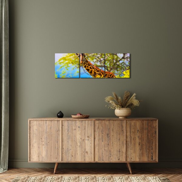 Tablou - Girafa în Africa (cu ceas) (90x30 cm)