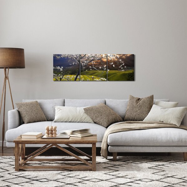 Tablou - Peisaj cu pomul înflorit (cu ceas) (90x30 cm)