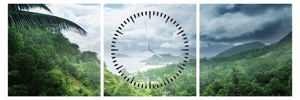 Tablou -Jungla din Seychelles (cu ceas) (90x30 cm)
