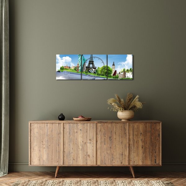 Tablou - Călătorie în jurul lumii (cu ceas) (90x30 cm)