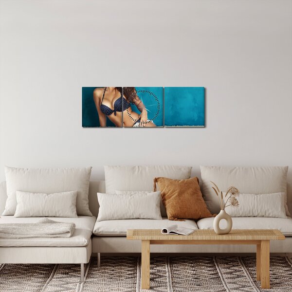 Tablou - Femeia pozând (cu ceas) (90x30 cm)