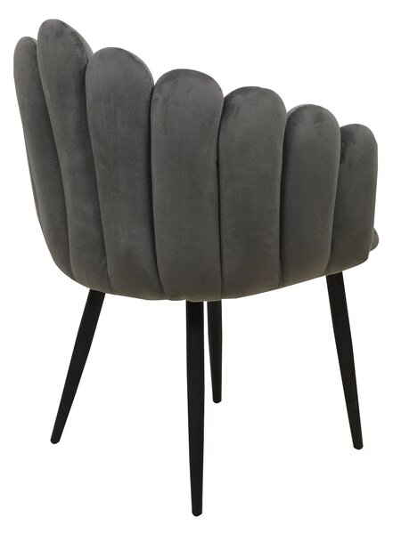 Scaun dining, cadru metalic negru, tapiterie catifea, Gri