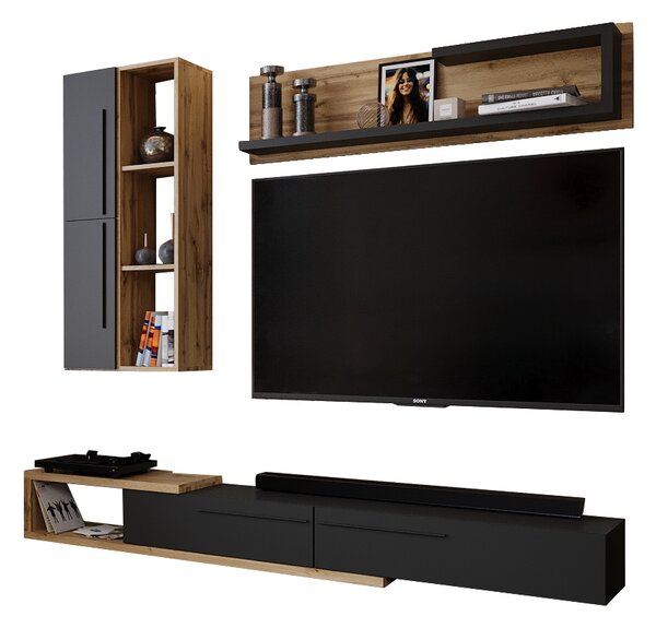 KONDELA Ansamblu living, stejar Tacho/antracit, KALVADOS 2