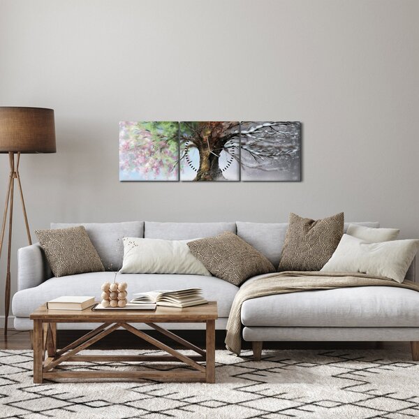 Tablou - Arborele celor patru anotimpuri (cu ceas) (90x30 cm)