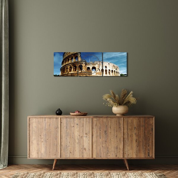 Tablou - Colosseum din Roma, Italia (cu ceas) (90x30 cm)