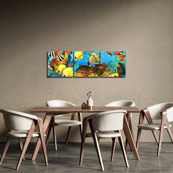 Tablou - Recif de corali colorat (cu ceas) (90x30 cm)