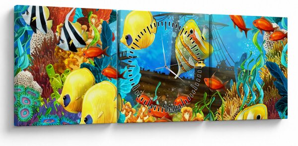 Tablou - Recif de corali colorat (cu ceas) (90x30 cm)