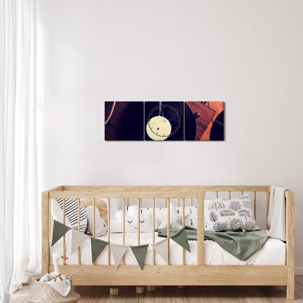 Tablou - Discuri de gramafon (cu ceas) (90x30 cm)
