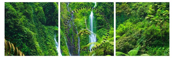 Tablou - Cascada Madakaripura, Java de Est, Indonezia (cu ceas) (90x30 cm)