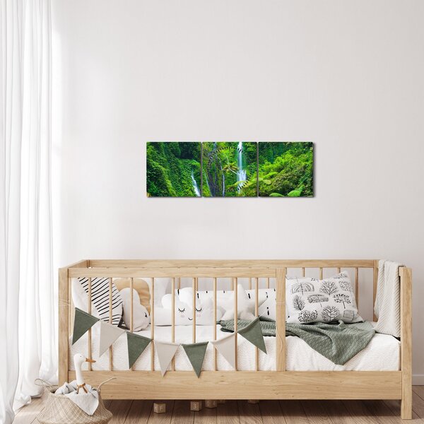 Tablou - Cascada Madakaripura, Java de Est, Indonezia (cu ceas) (90x30 cm)