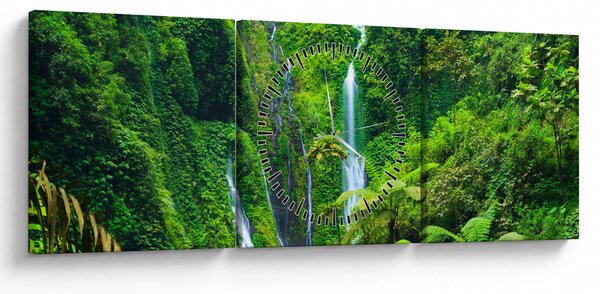 Tablou - Cascada Madakaripura, Java de Est, Indonezia (cu ceas) (90x30 cm)