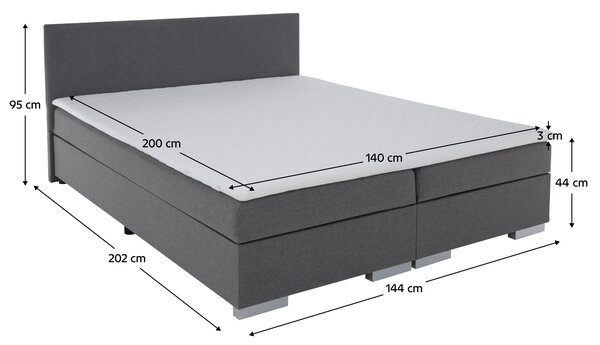 KONDELA Pat Boxspring, gri, 140x200, ADARA
