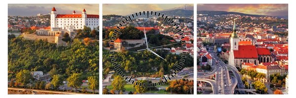 Tablou - Panorama bratislavei, Slovacia (cu ceas) (90x30 cm)