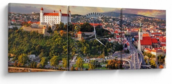 Tablou - Panorama bratislavei, Slovacia (cu ceas) (90x30 cm)