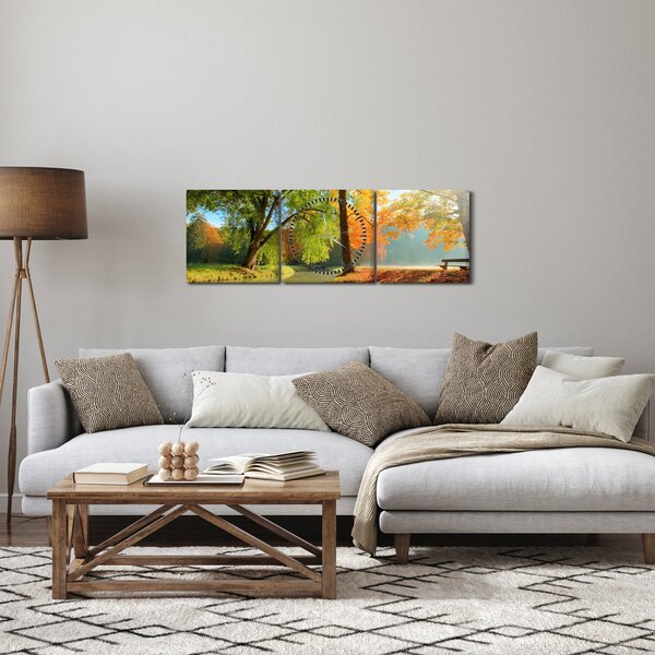 Tablou - Peisaj liniștit de toamnă (cu ceas) (90x30 cm)