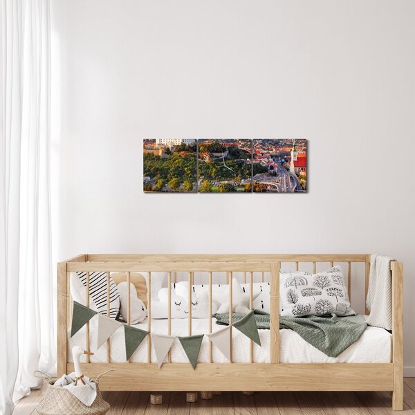 Tablou - Panorama bratislavei, Slovacia (cu ceas) (90x30 cm)