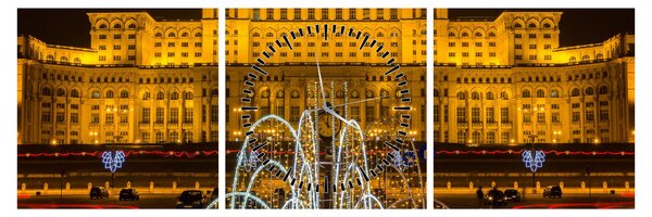 Tablou - Palatul Parlamentului, București, România (cu ceas) (90x30 cm)