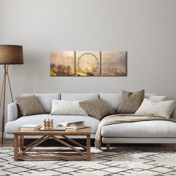 Tablou - Zori de zi (cu ceas) (90x30 cm)