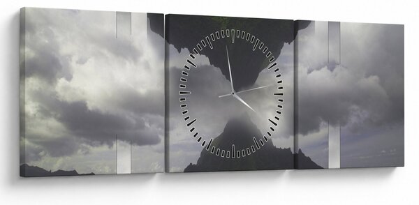 Tablou - Munții din Islanda, colaj geometric (cu ceas) (90x30 cm)