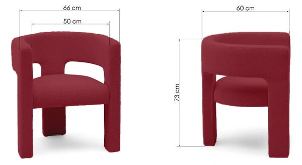 Fotoliu design catifea ALPAH B VELVET vișiniu