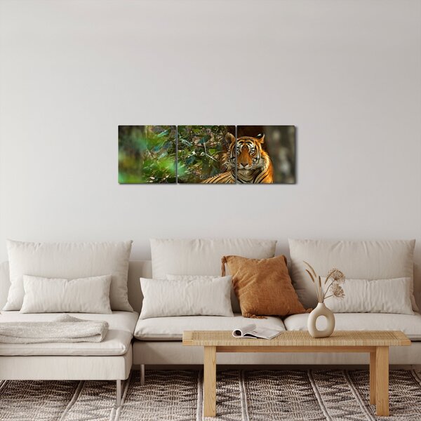 Tablou - Tigru odihnindu -se (cu ceas) (90x30 cm)