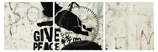 Tablou - Elefant deasupra solului (cu ceas) (90x30 cm)